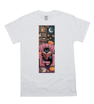 Moonlit bookworm cat t-shirt