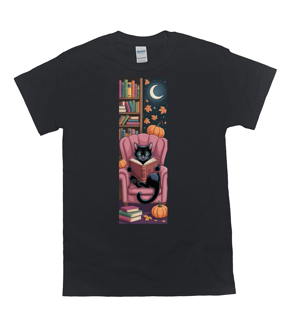 Moonlit Bookworm Cat T-Shirt 2 Moonlit bookworm cat t-shirt