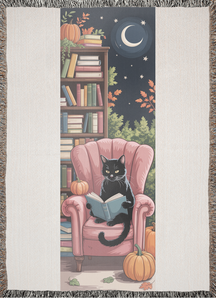 Moonlit Cozy Cat Reader Blanket