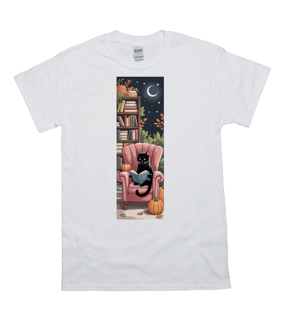 Autumn Cat Bookworm Night T-Shirt