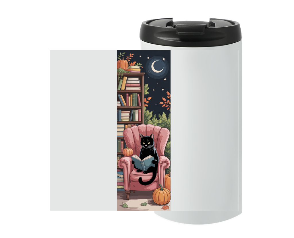 Cozy Reader Black Cat Travel Mug