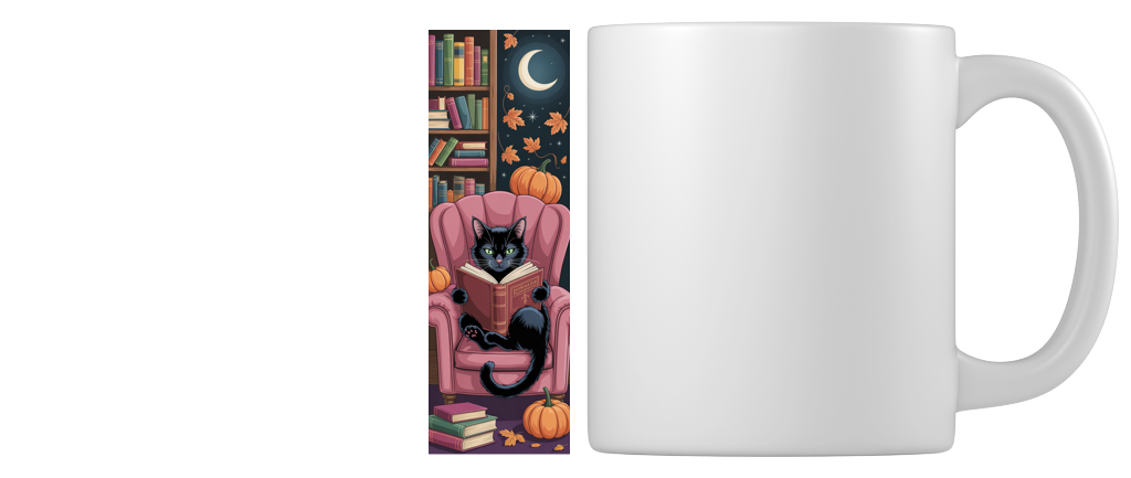 Pumpkin Shelf Cat Coffee Mug