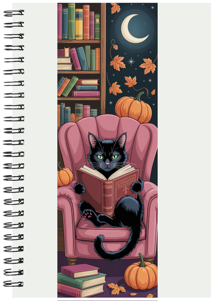 Cozy Autumn Reader Black Cat Notebook